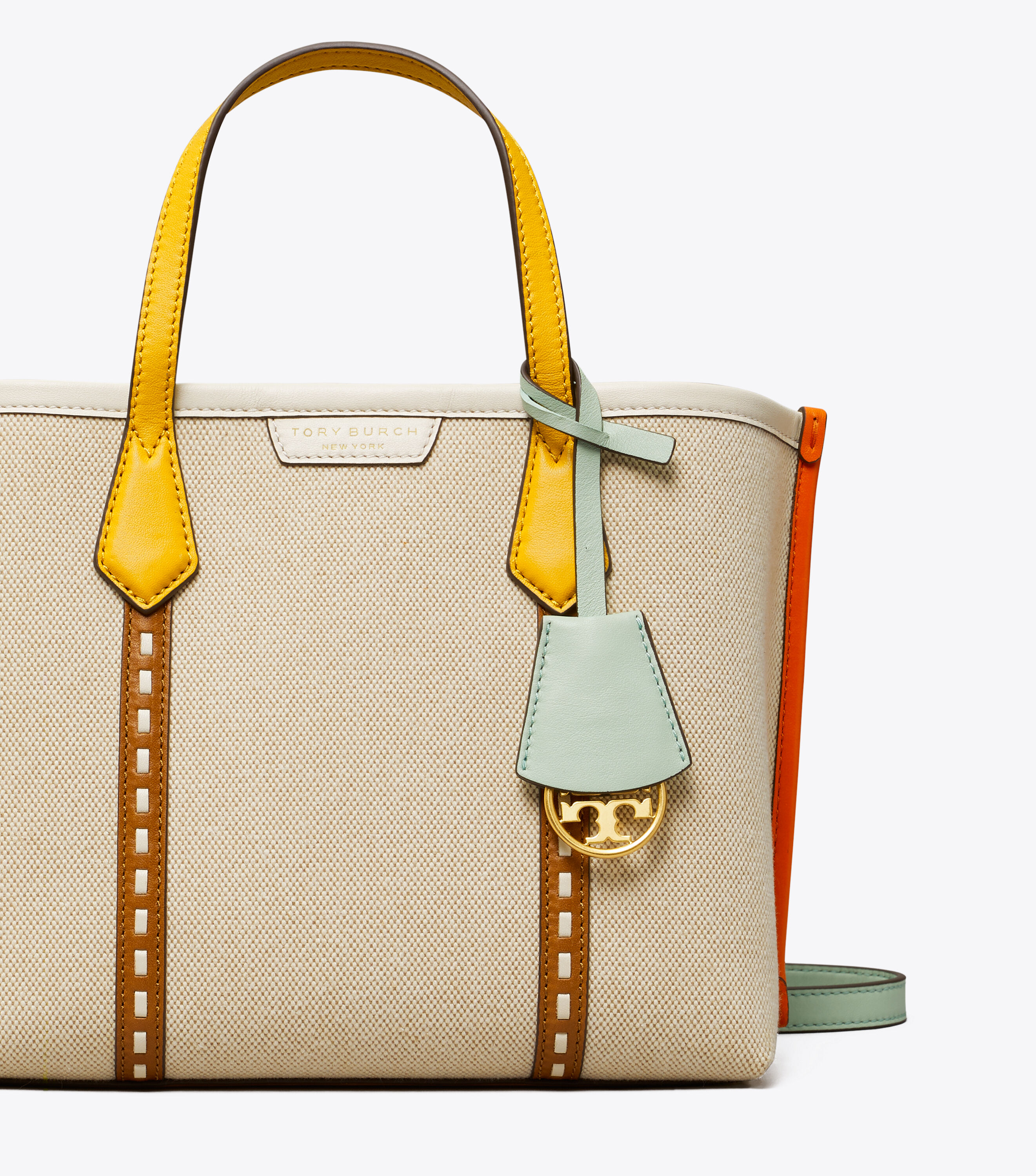 トートバッグ [ToryBurch] PERRY CANVAS SMALL TRIPLE-COMPARTMENT TOTE BAG Small Perry Canvas Triple-Compartment Tote, New Cream | Tory