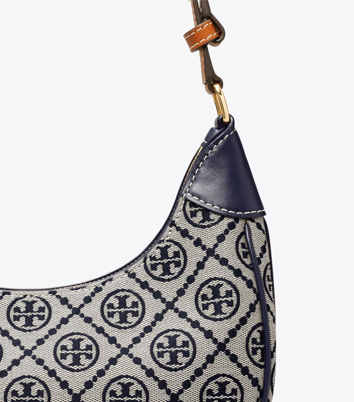tory burch t monogram crescent bag