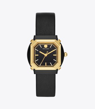 Blake Watch, Black Leather/Gold, 35 MM | Accessories | Tory Burch
