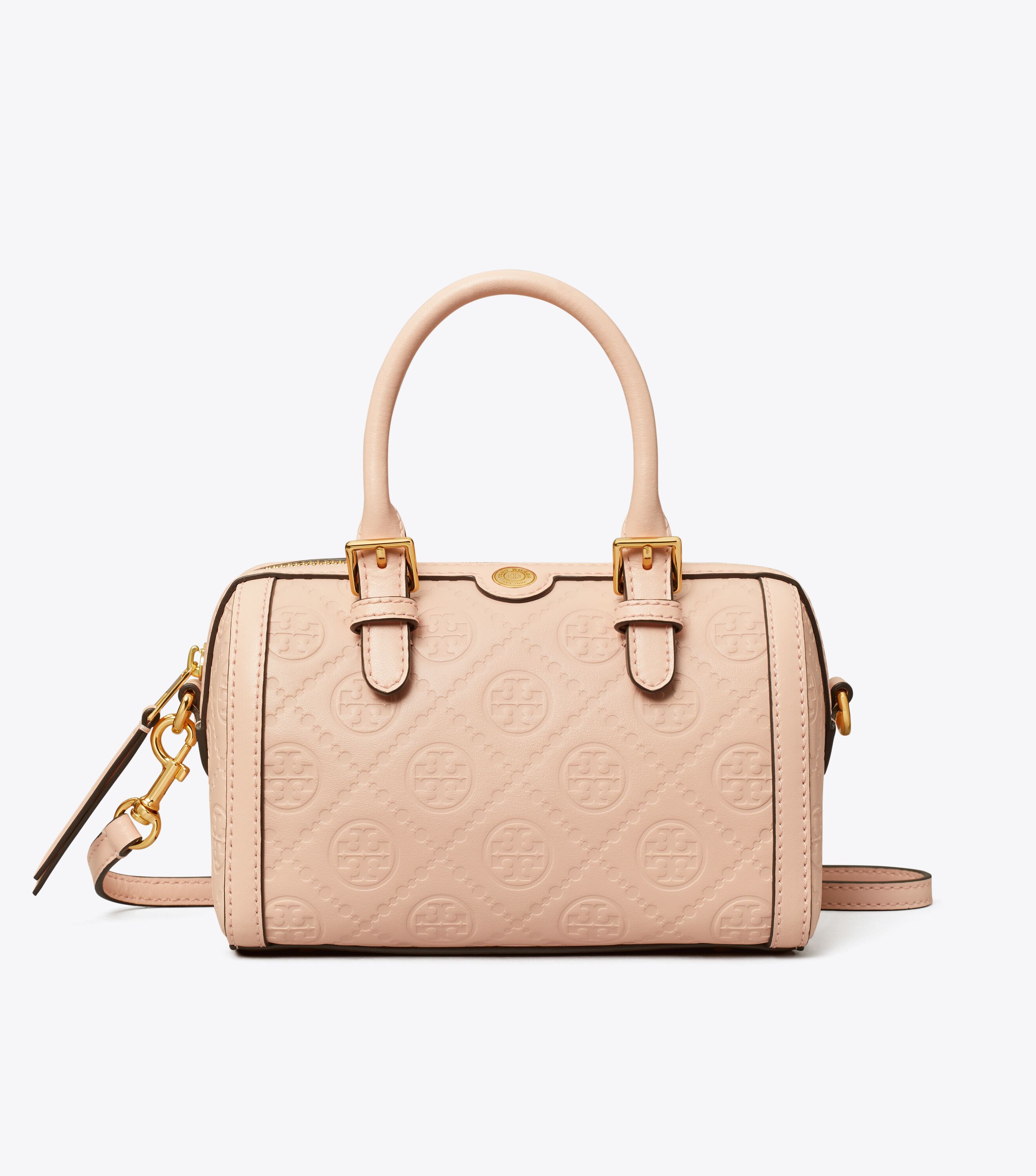 Petite T Monogram Leather Barrel Bag
