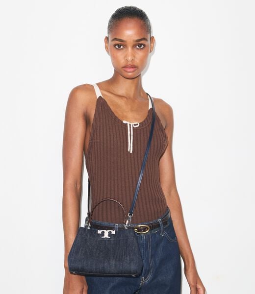 tory burch mini eleanor denim satchel