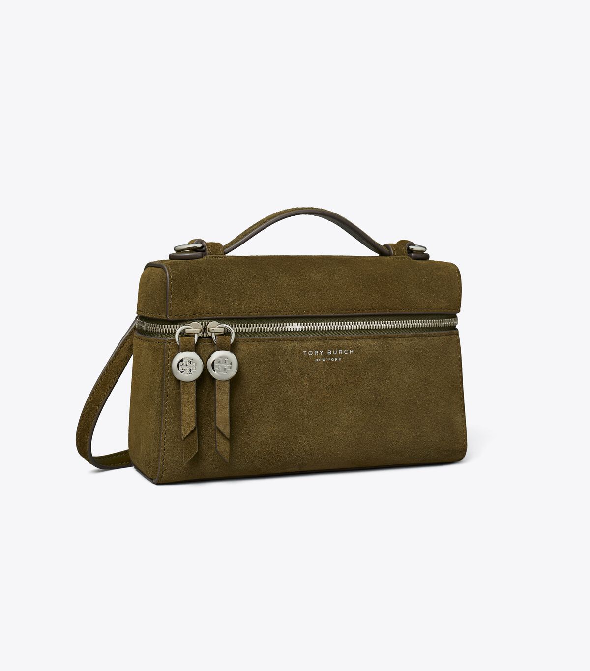 tory burch romy suede slim top handle