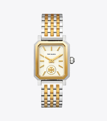 ROBINSON WATCH, TWO-TONE GOLD/STAINLESS STEEL/CREAM, 27 X 29 MM