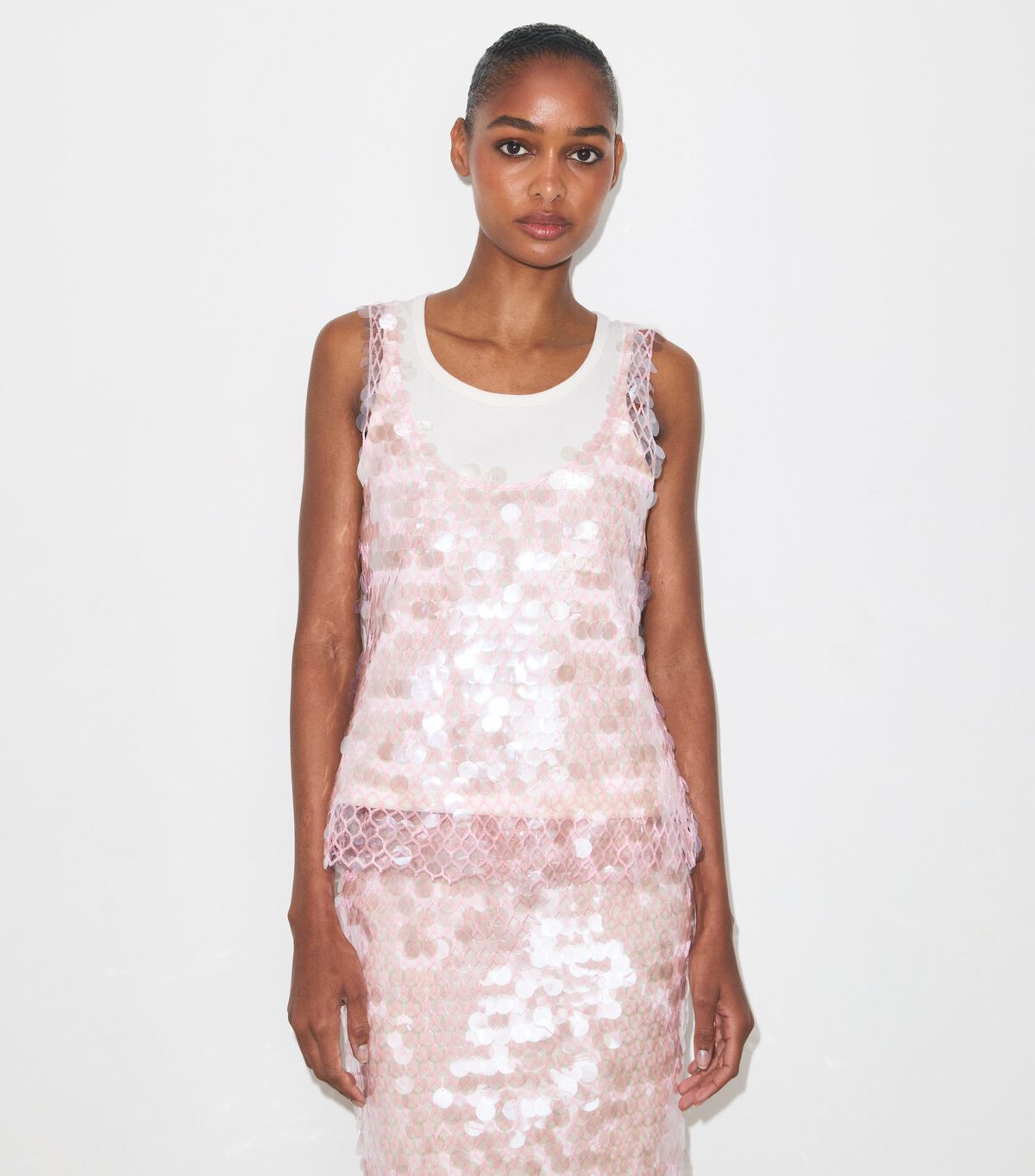 tory burch sequin mesh top