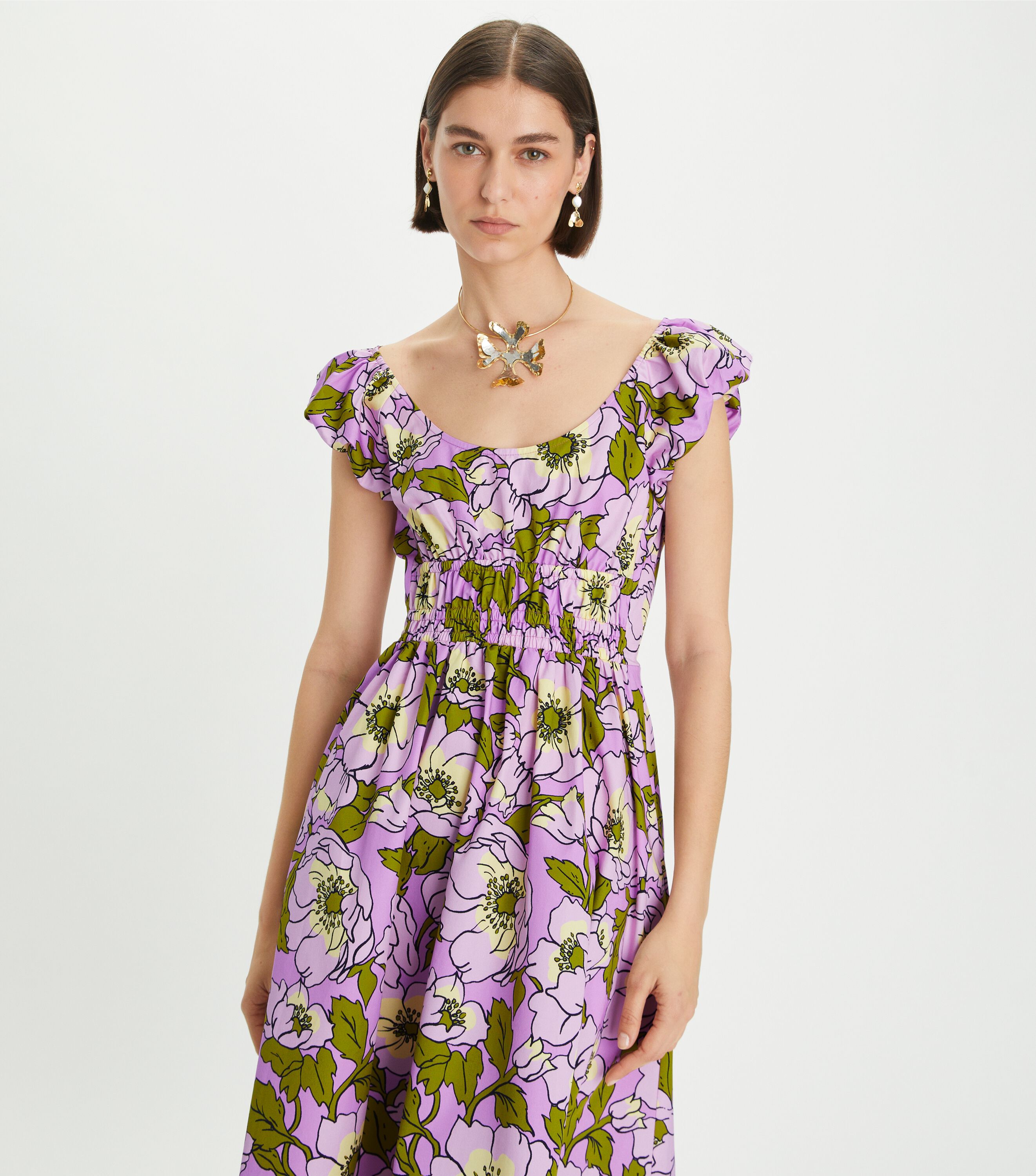 Tory burch printed cotton dress cheap