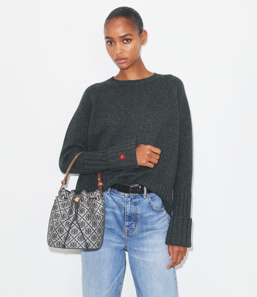 tory burch حقيبة دلو بشعار حرف t