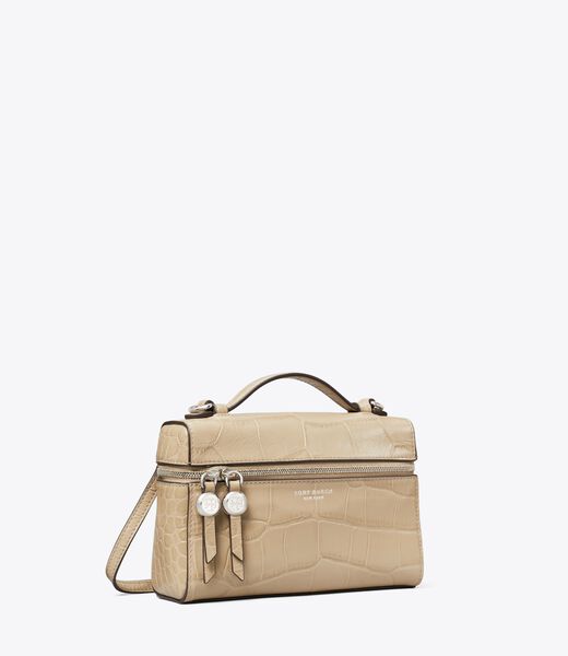 tory burch slim romy croc embossed top handle bag