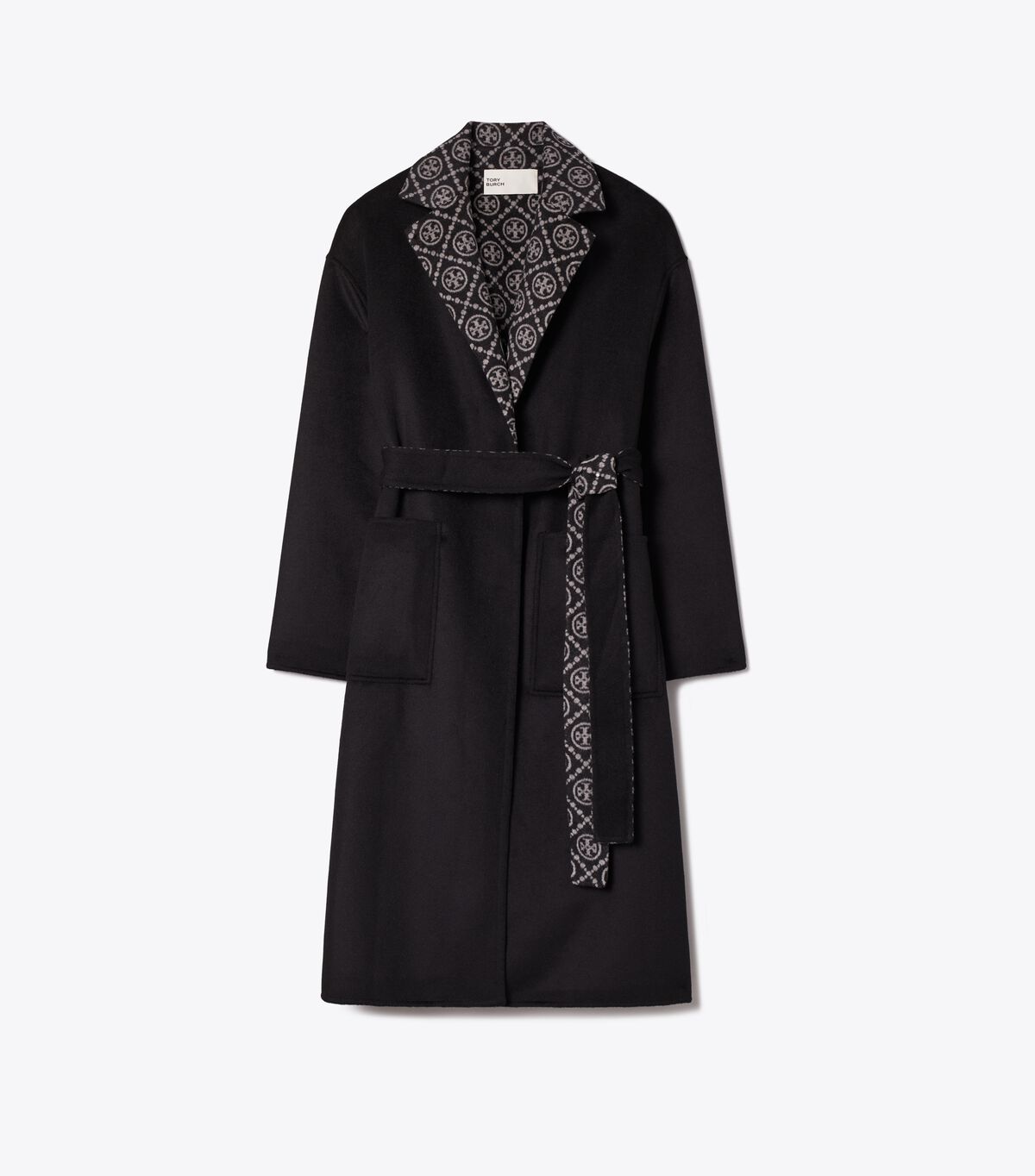 tory burch t monogram wool wrap coat