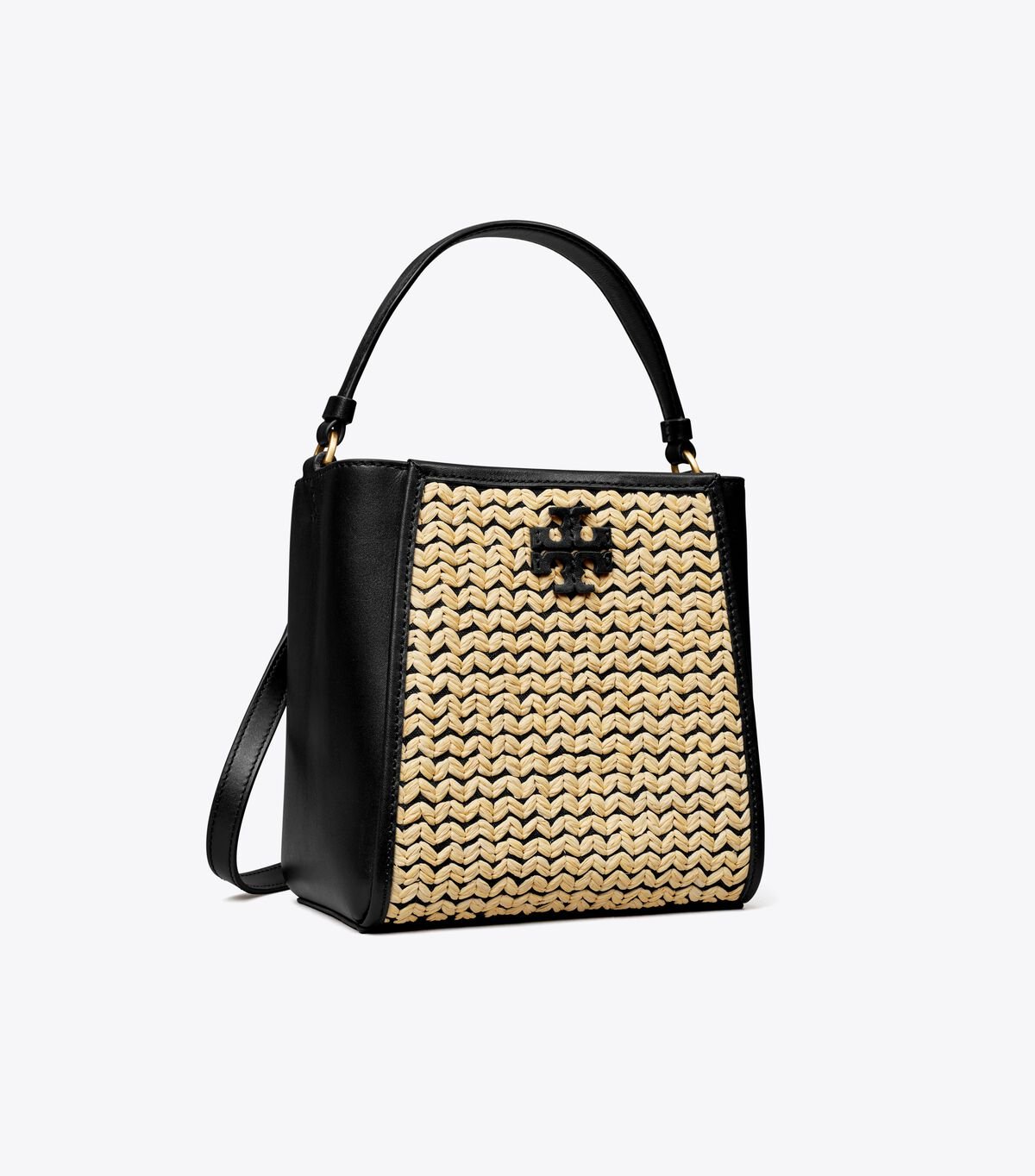 tory burch small mcgraw raffia bucket bag
