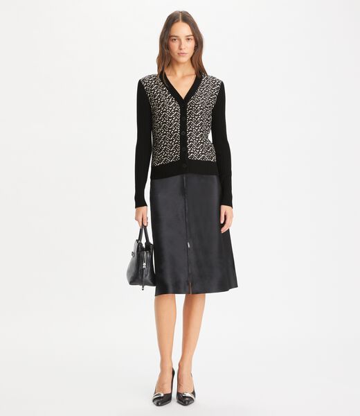 tory burch silk front wool cardigan