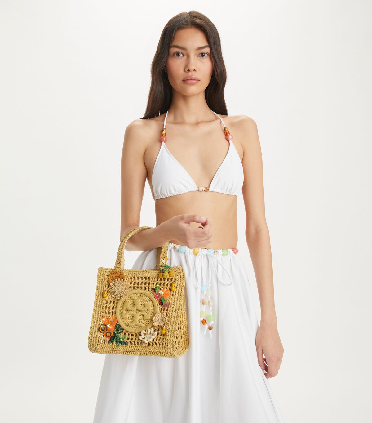 tory burch mini ella embellished hand crocheted tote