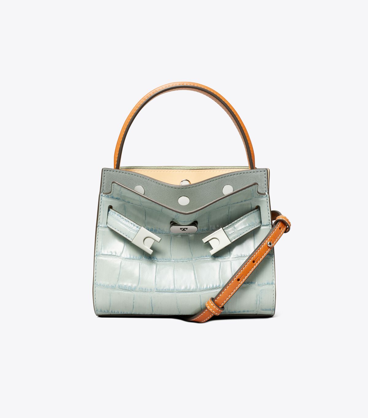 tory burch petite lee radziwill croc embossed double bag