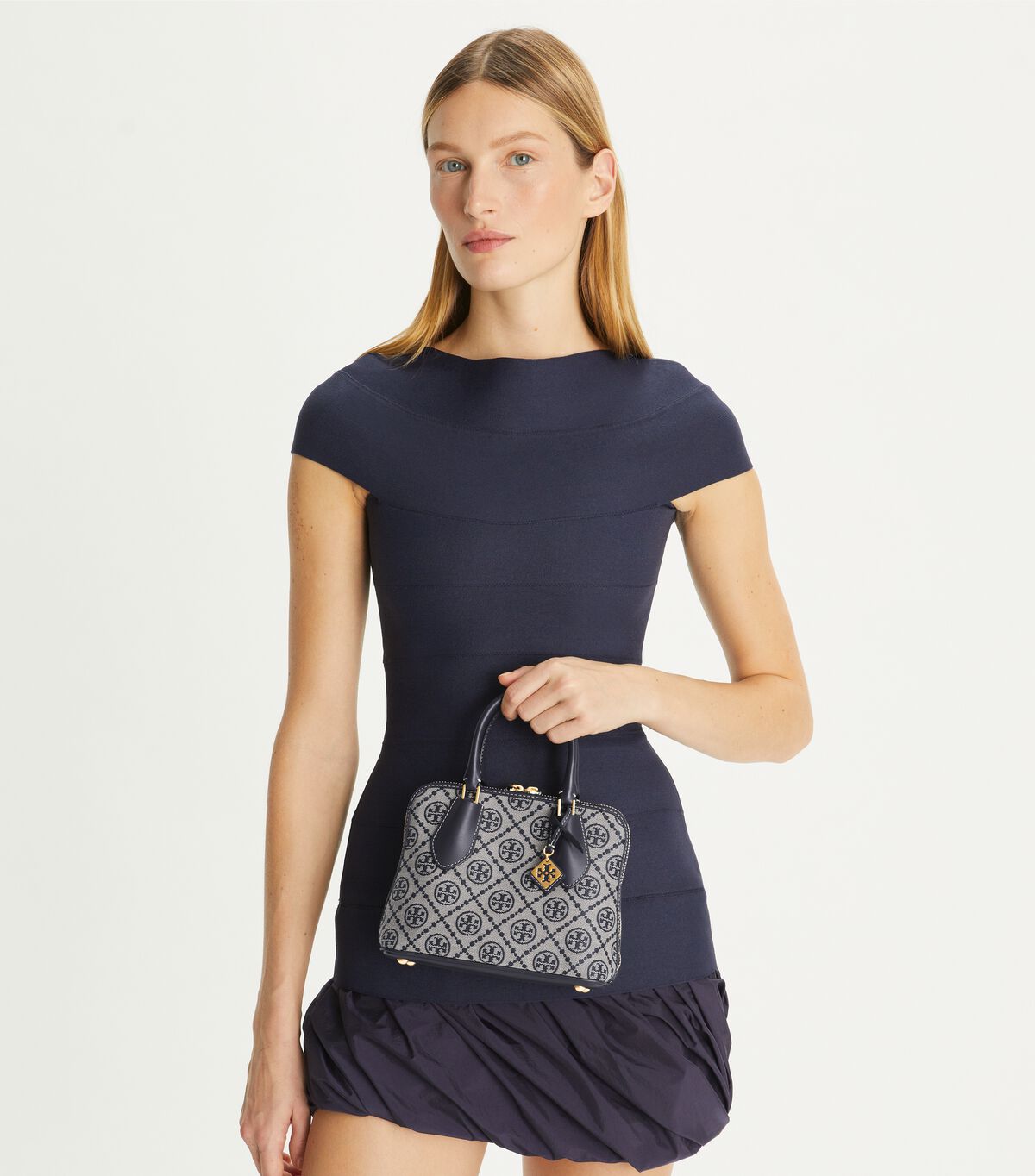 tory burch mini t monogram jacquard swing satchel
