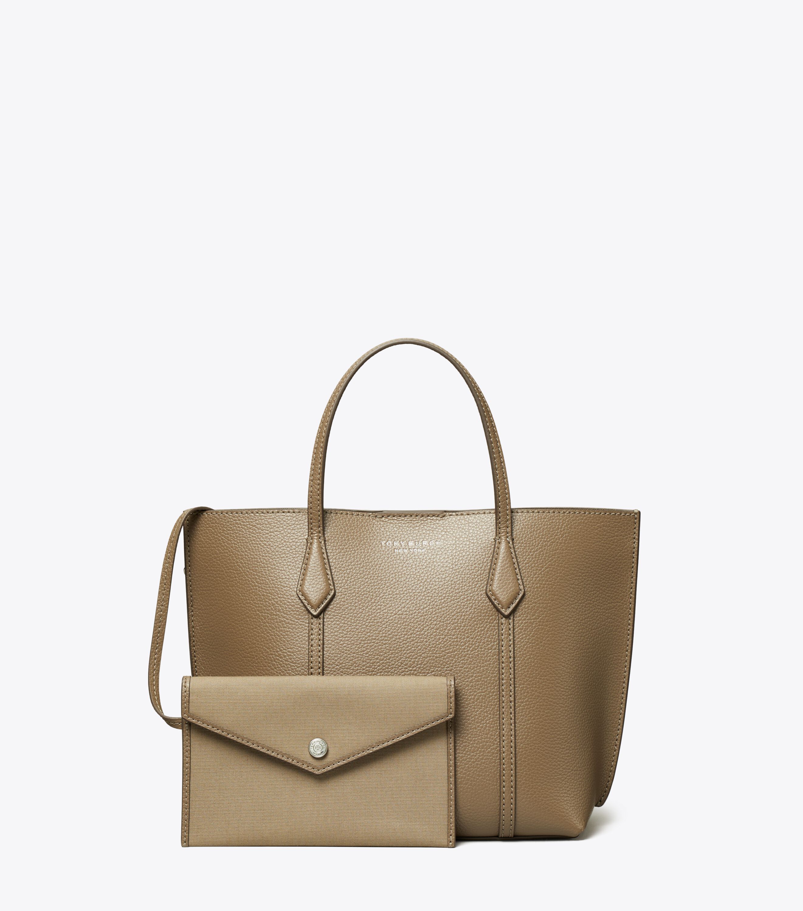 トートバッグ Tory Burch Perry Shopper Bag - Tory Burch - Cotton - Brown Small Perry Triple-Compartment Tote Bag, Light Umber | Tory