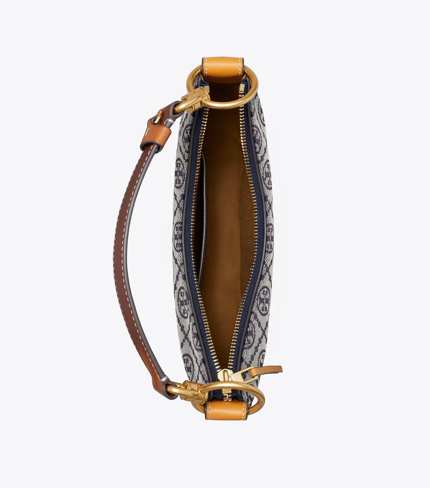 T Monogram Jacquard Mini Crescent Bag, Tory Navy | Tory Burch KSA