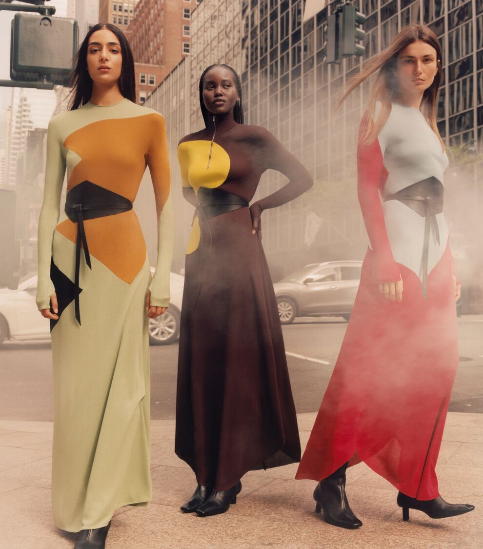 Colorblock Honeycomb Jersey Dress, Rich Red | Tory Burch KSA Colorblock Honeycomb Jersey Dress, Rich Red | Tory Burch KSA