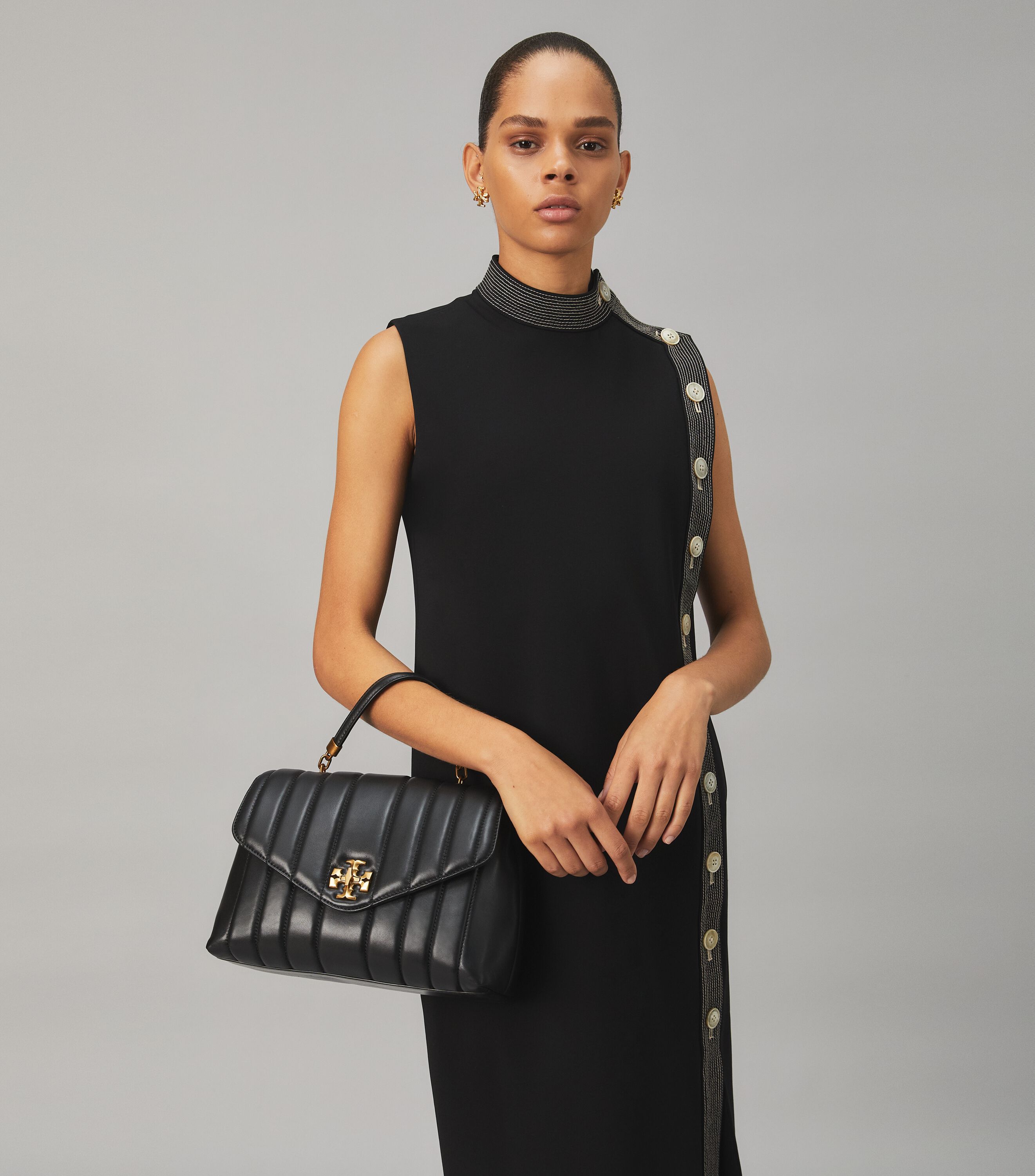 13425 TORY BURCH Kira Quilted Satchel BLACK