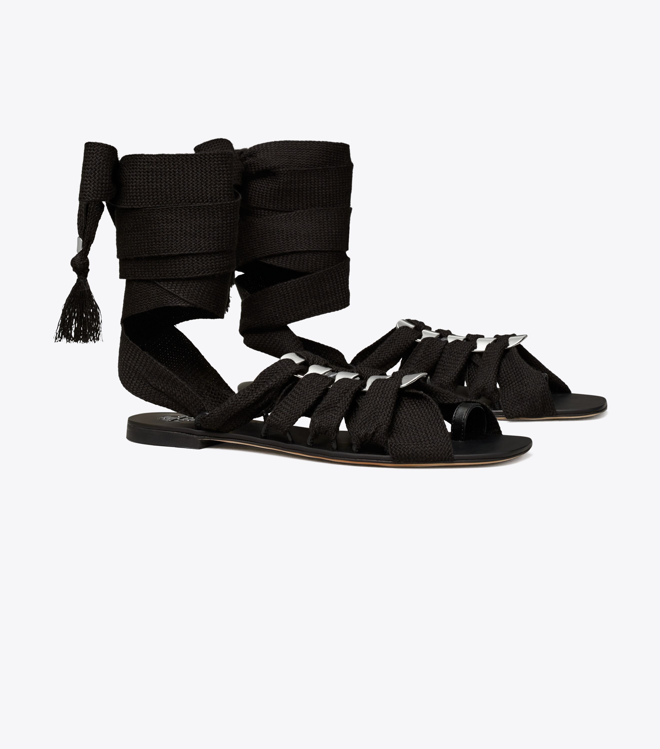 Ribbon lace up sandals on sale