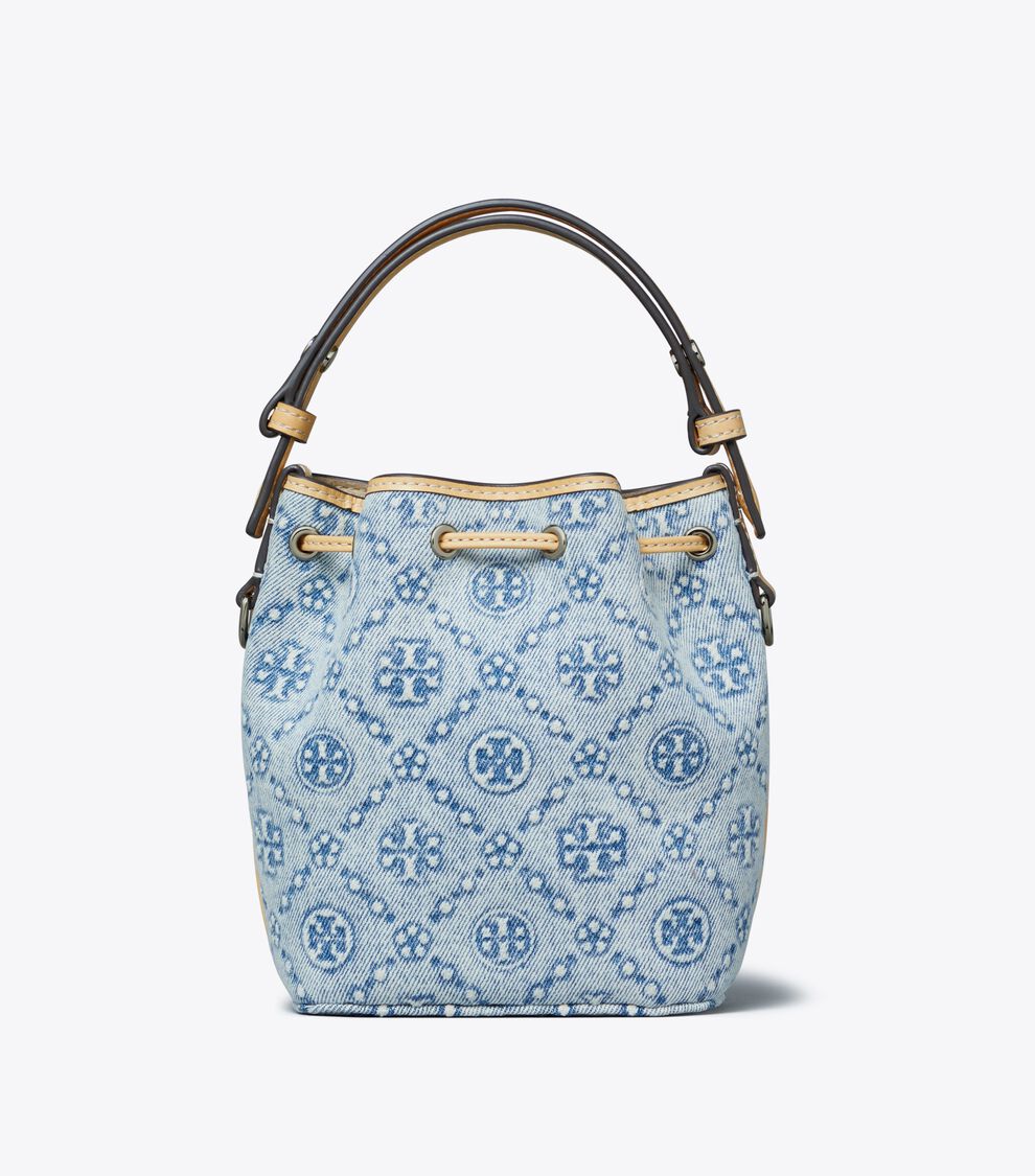 T Monogram Denim Mini Bucket Bag, Powder Blue | Tory Burch KSA display picture 3
