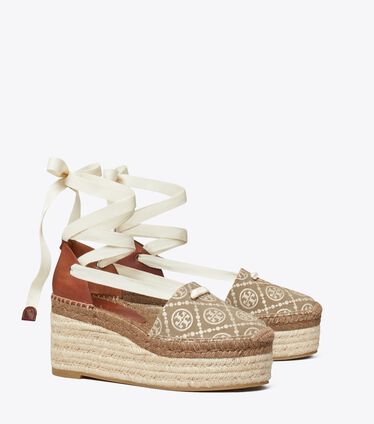 T Monogram Espadrille Wedge