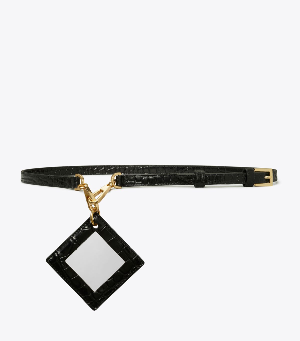 Croc-Embossed Mirror Belt