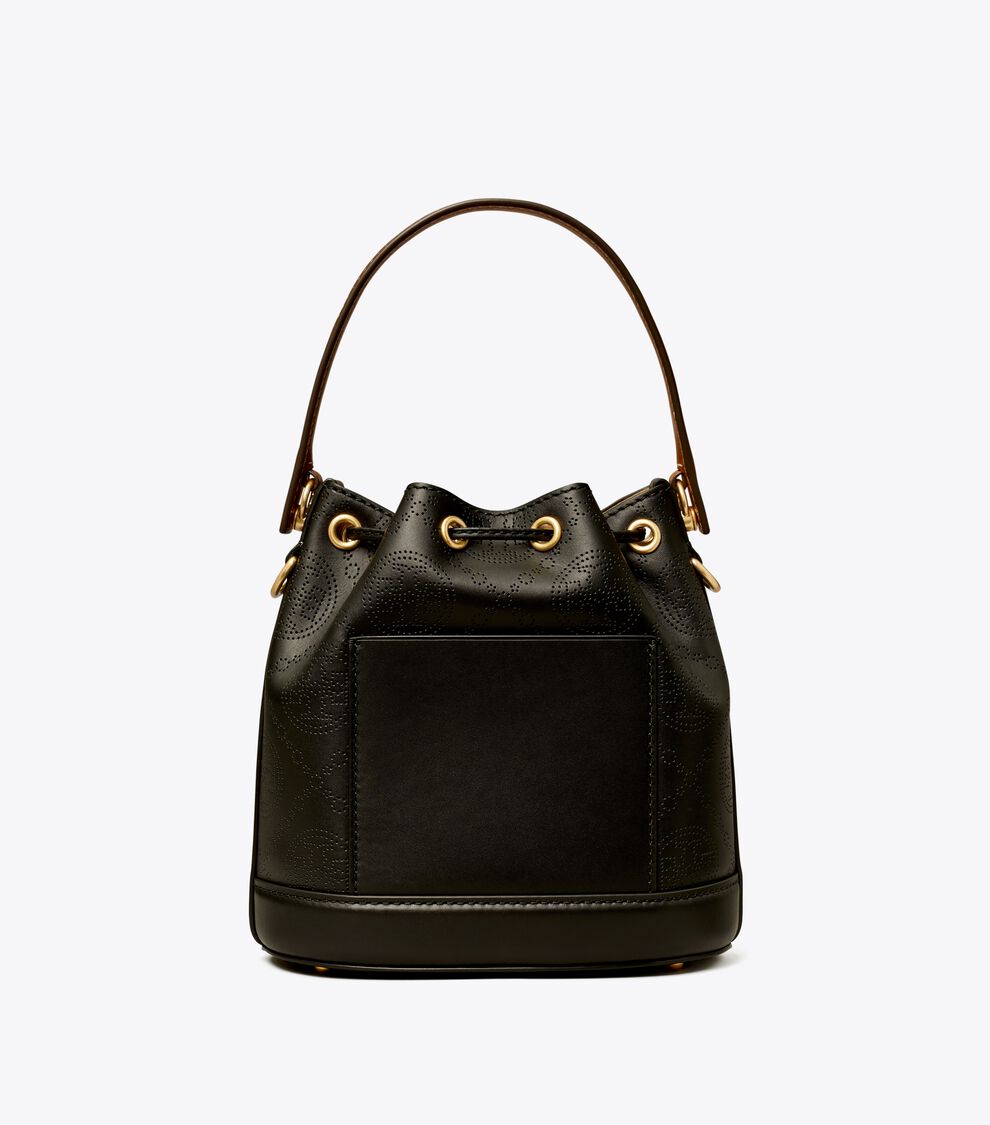 T Monogram Perforated Bucket Bag, Black | Tory Burch KSA