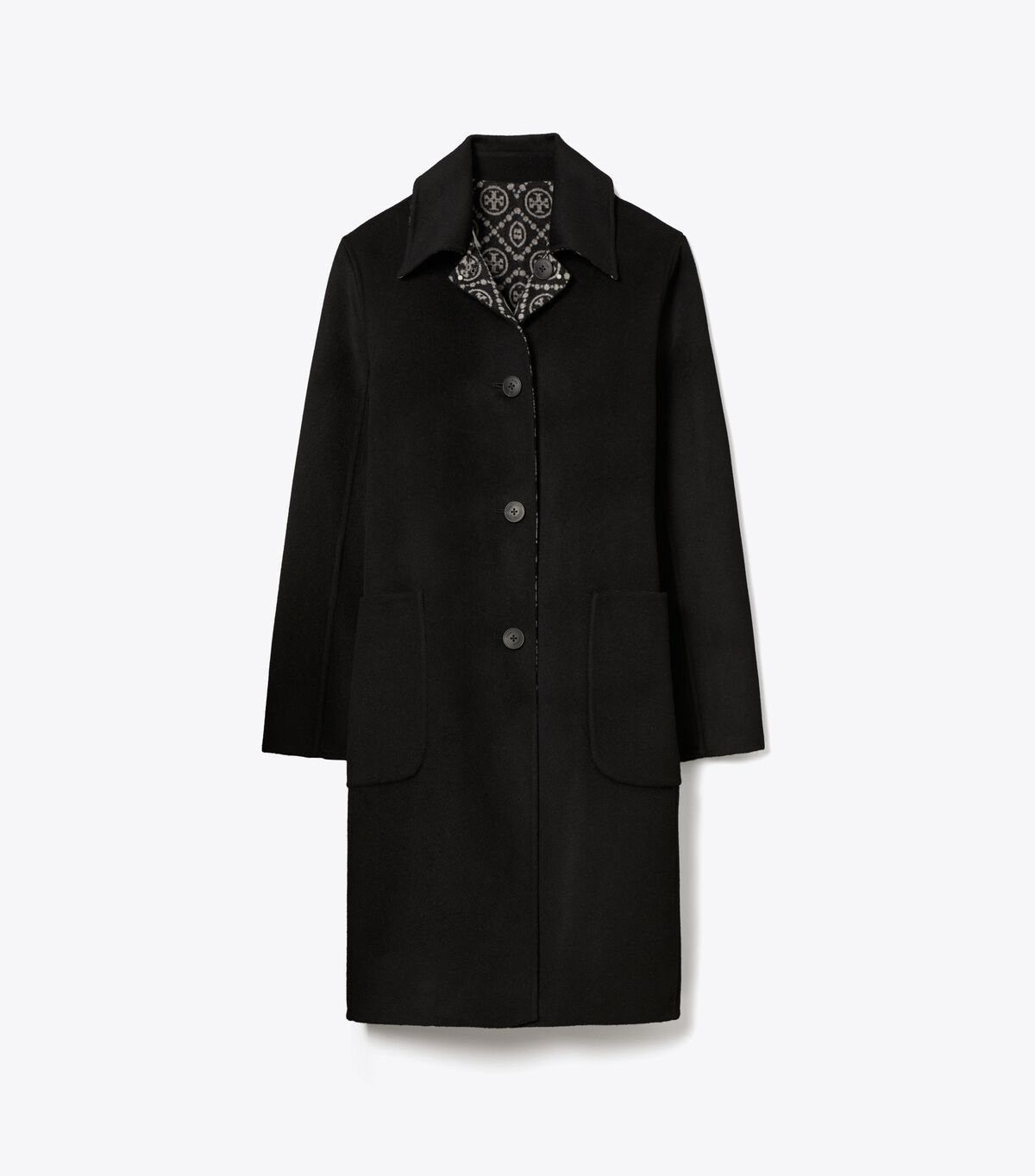 tory burch t monogram jacquard wool coat