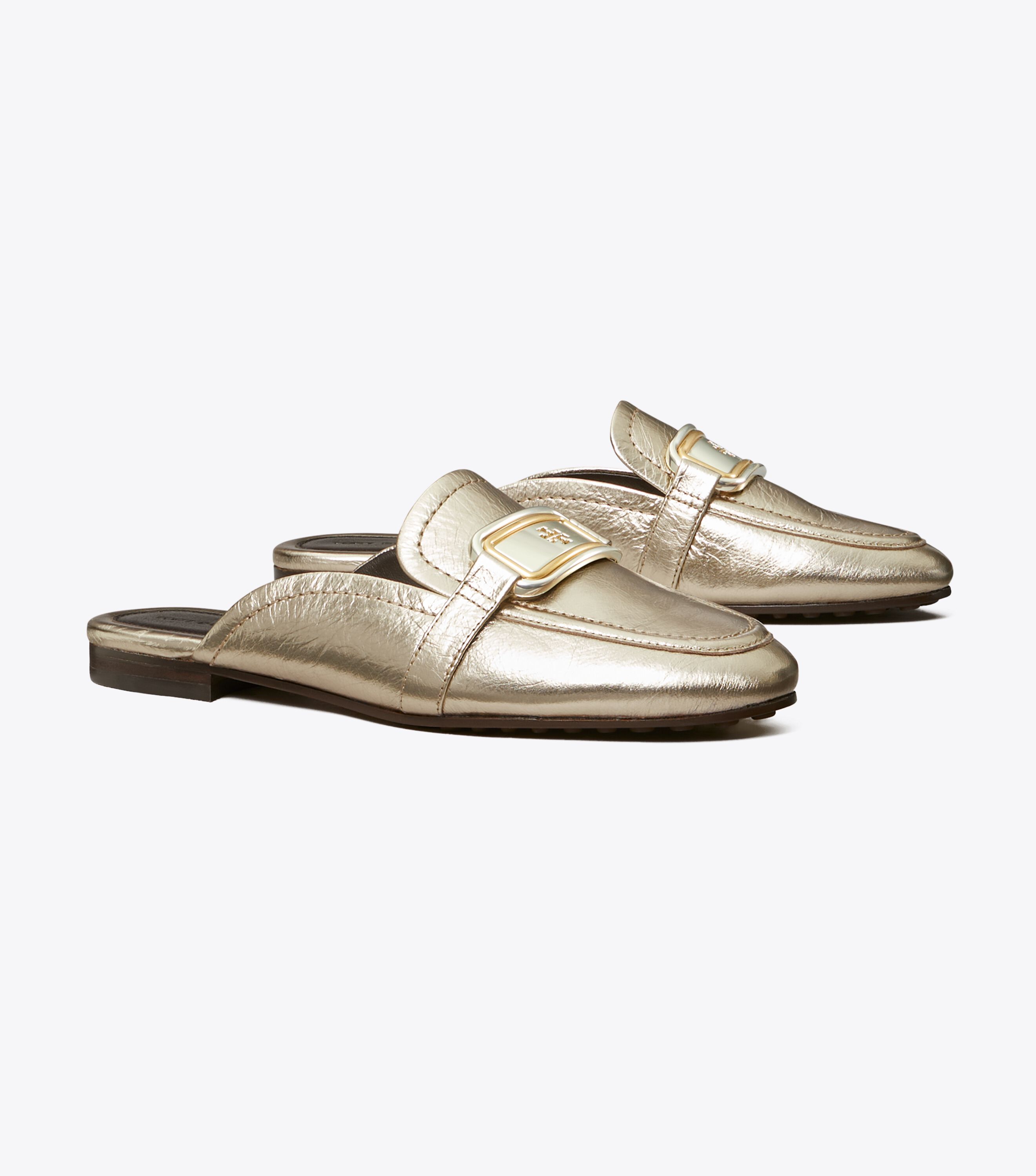 Gold backless loafers on sale