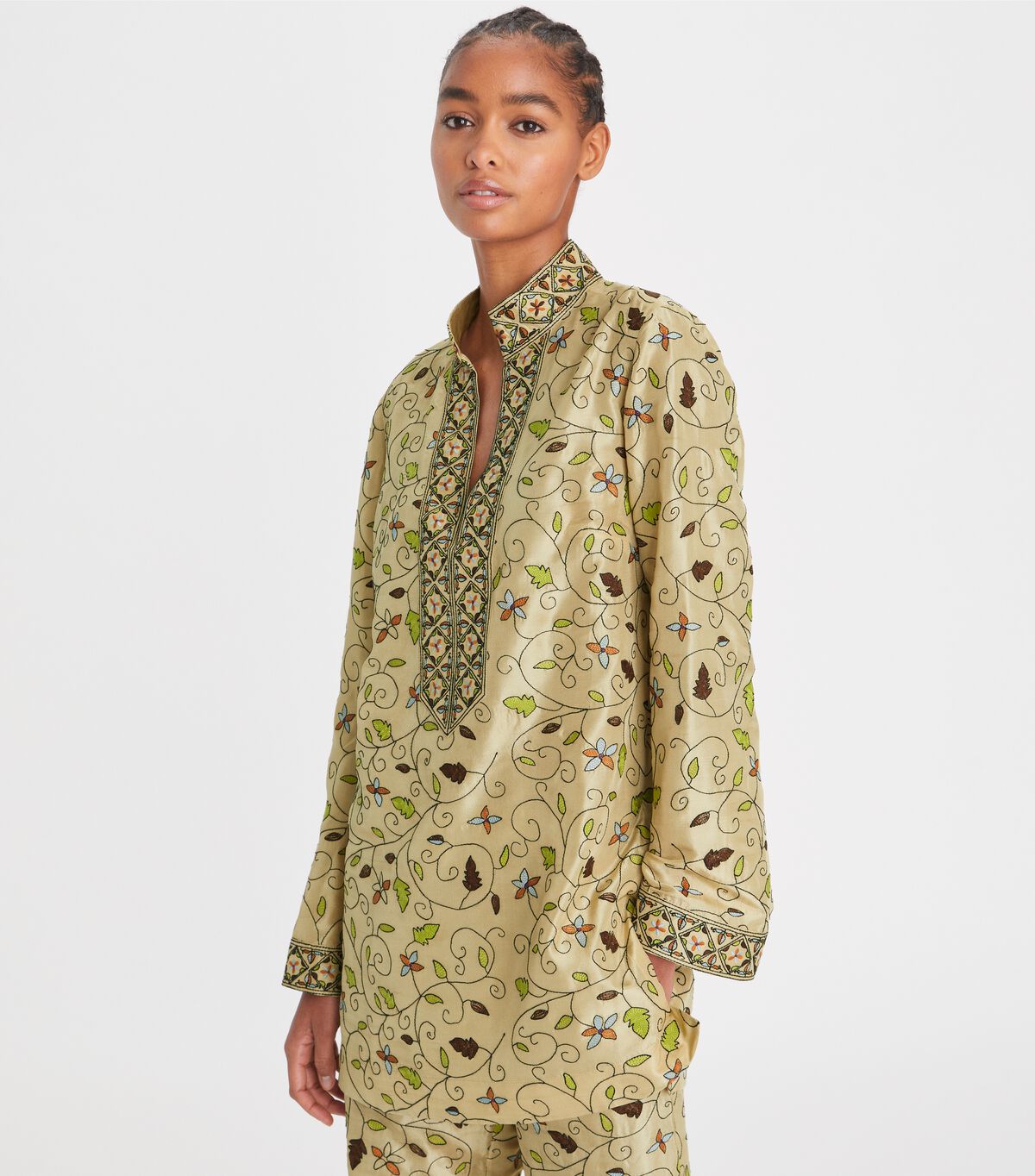 tory burch embroidered silk tory tunic