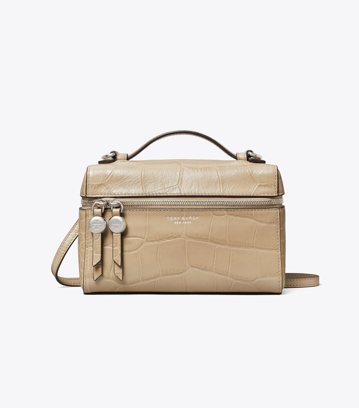 Slim Romy Croc-Embossed Top Handle Bag tory burch slim romy croc embossed top handle bag