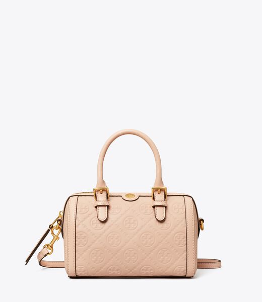 tory burch petite t monogram leather barrel bag