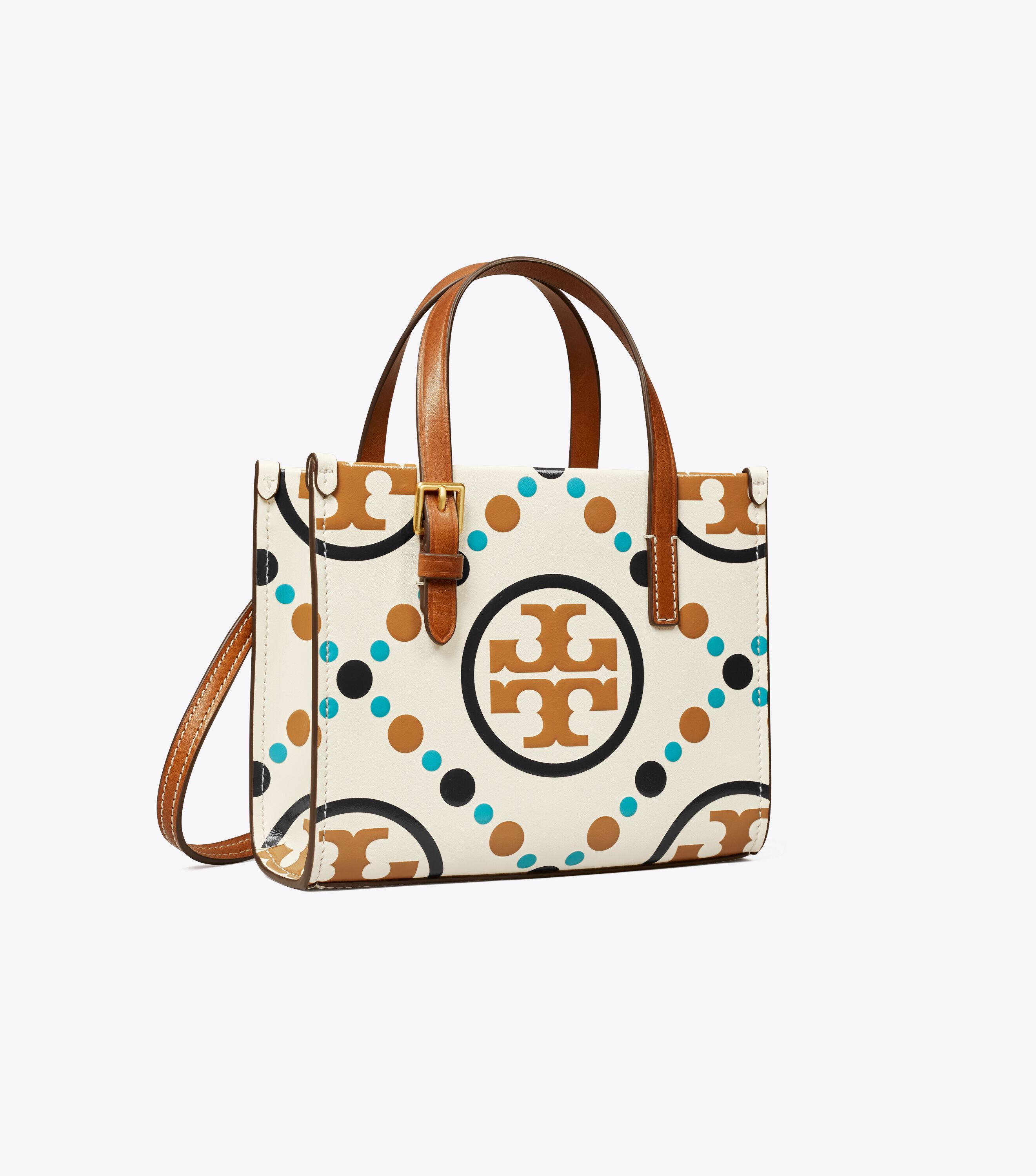 Mini T Monogram Contrast Embossed Square Tote