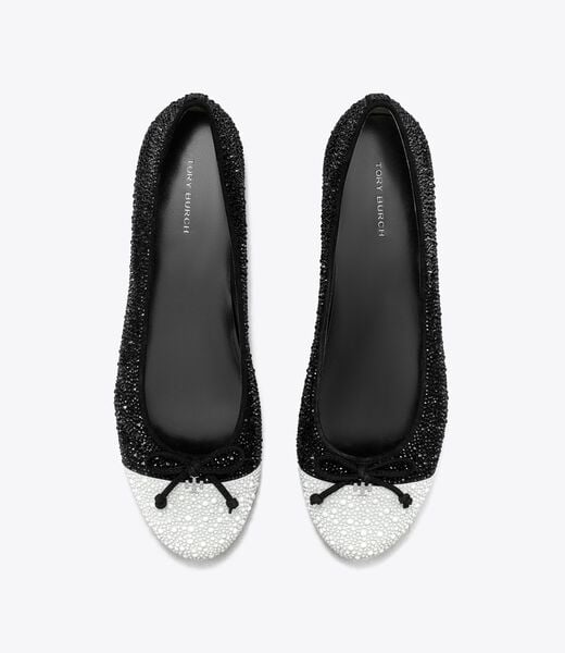tory burch cap toe crystal ballet