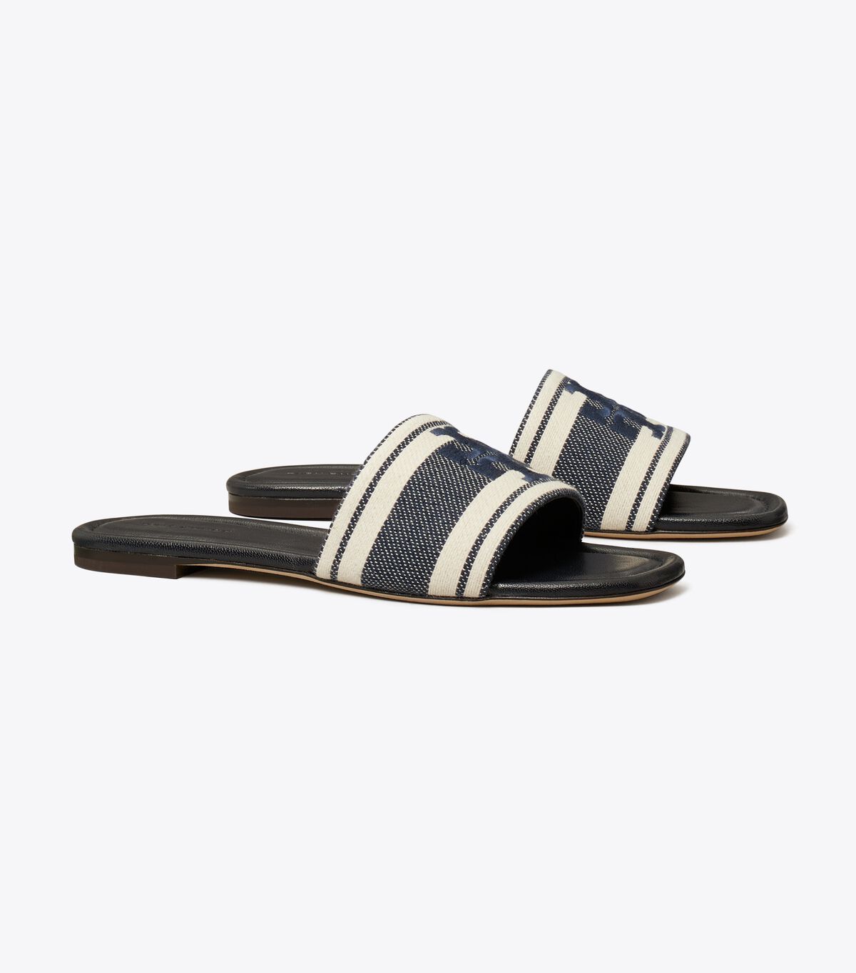 tory burch double t jacquard slide