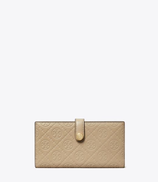tory burch t monogram leather zip slim wallet