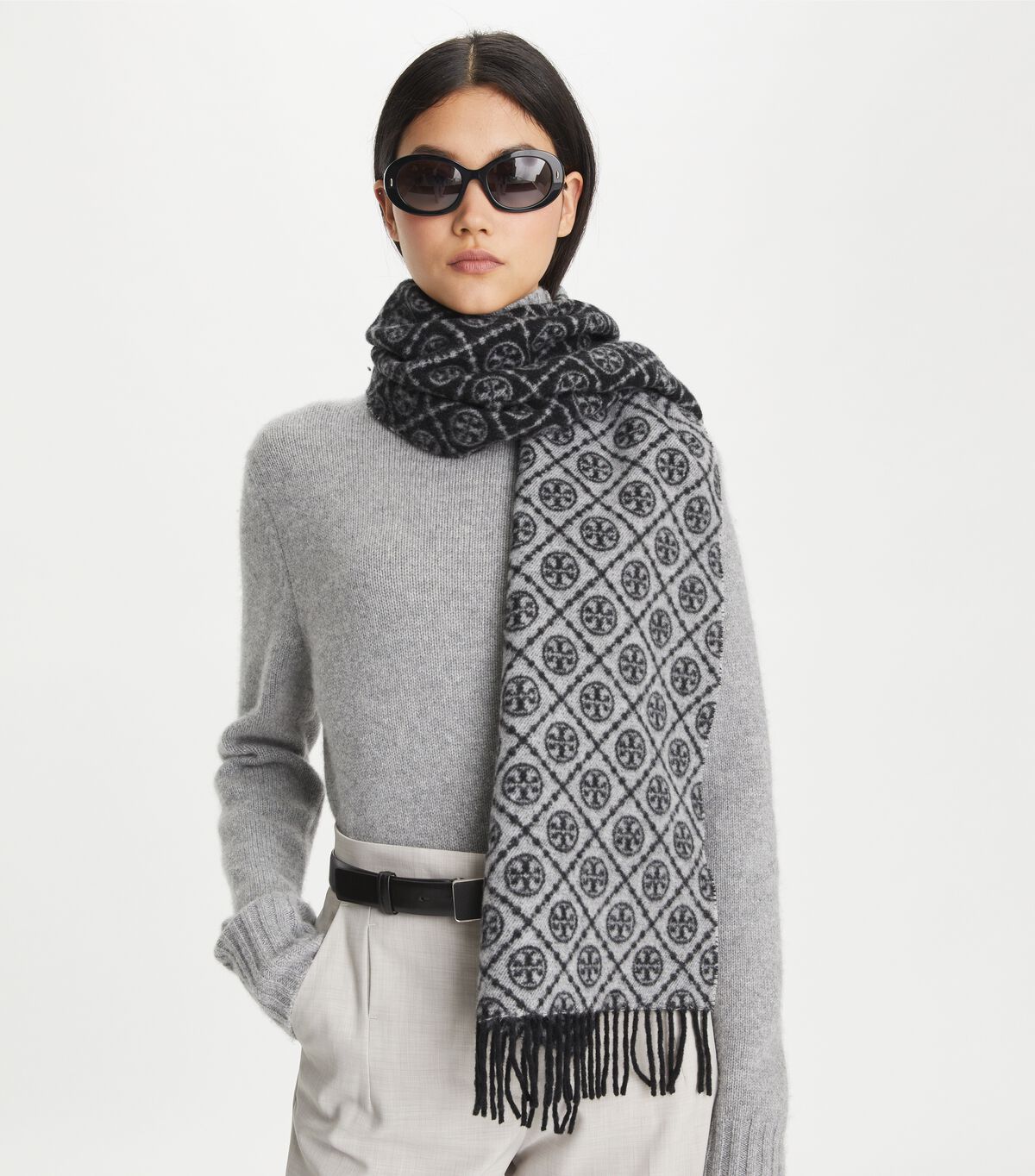 tory burch t monogram oblong scarf