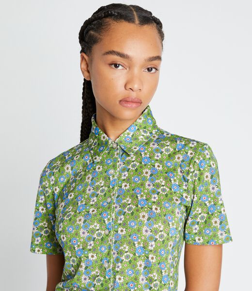 tory burch printed mercerized cotton polo