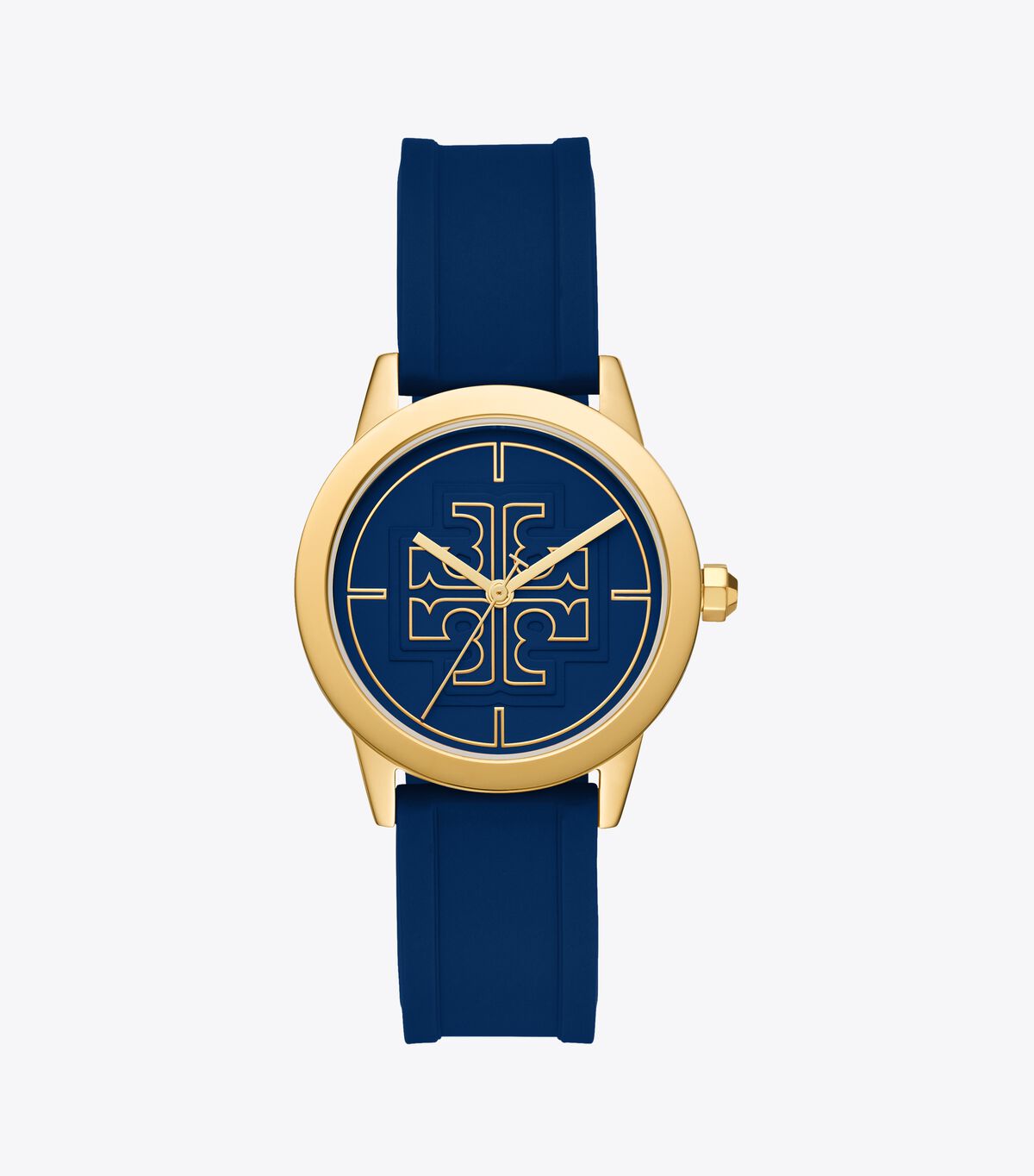 tory burch gigi watch  navy silicone gold tone  36 x 42 mm