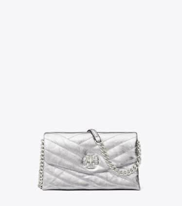 Kira Chevron Metallic Pave Logo Chain Wallet