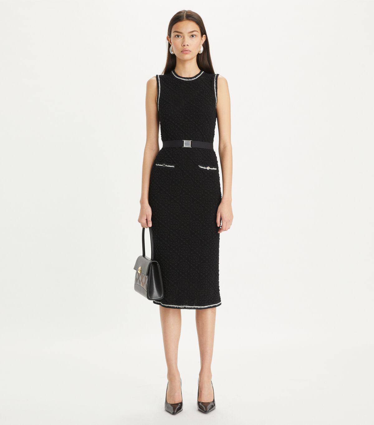 tory burch cotton pointelle knitted tank dress