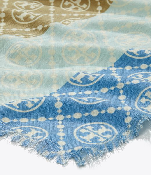 tory burch t monogram multi stripe oblong scarf