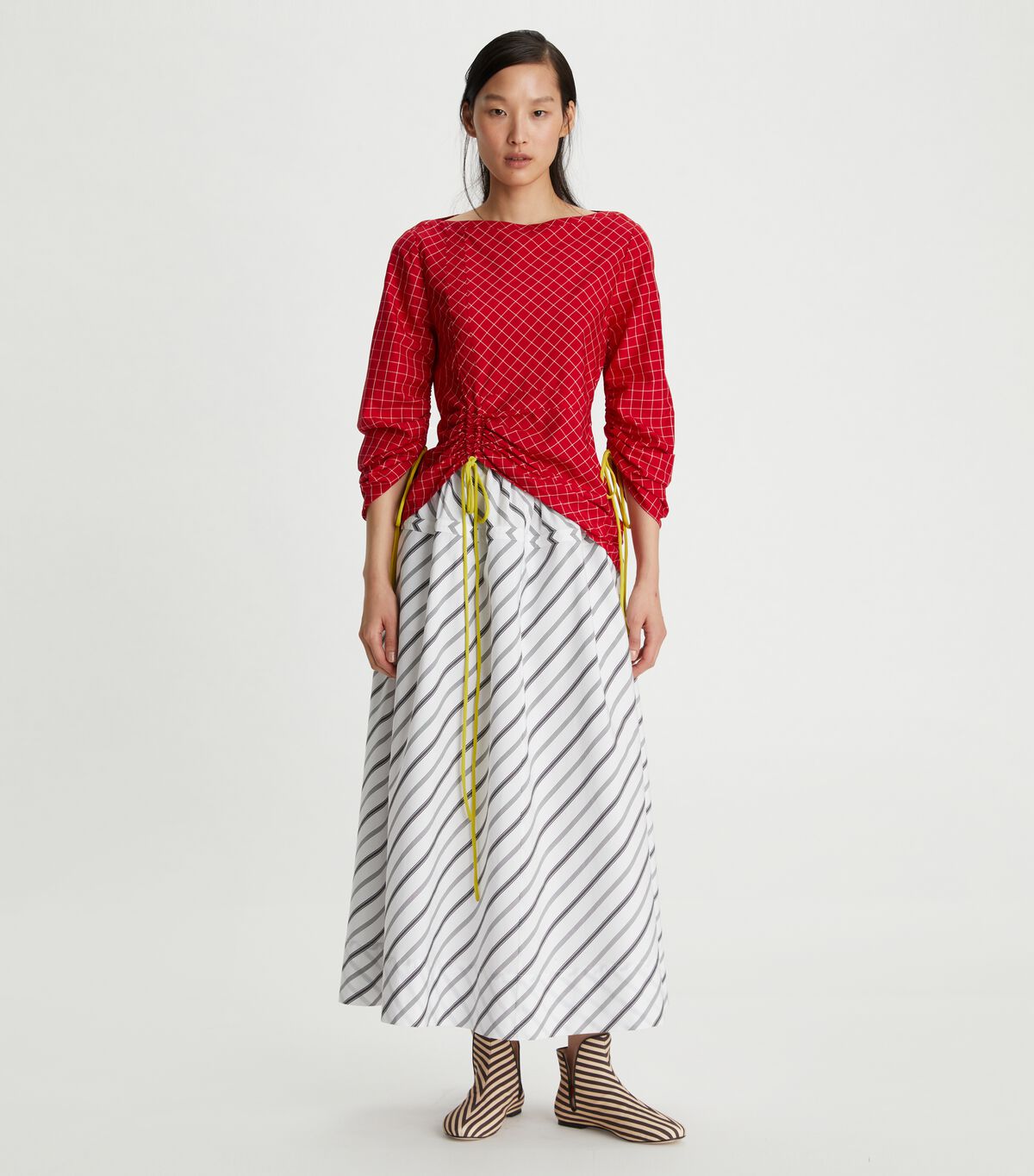 tory burch variegated stripe poplin skirt
