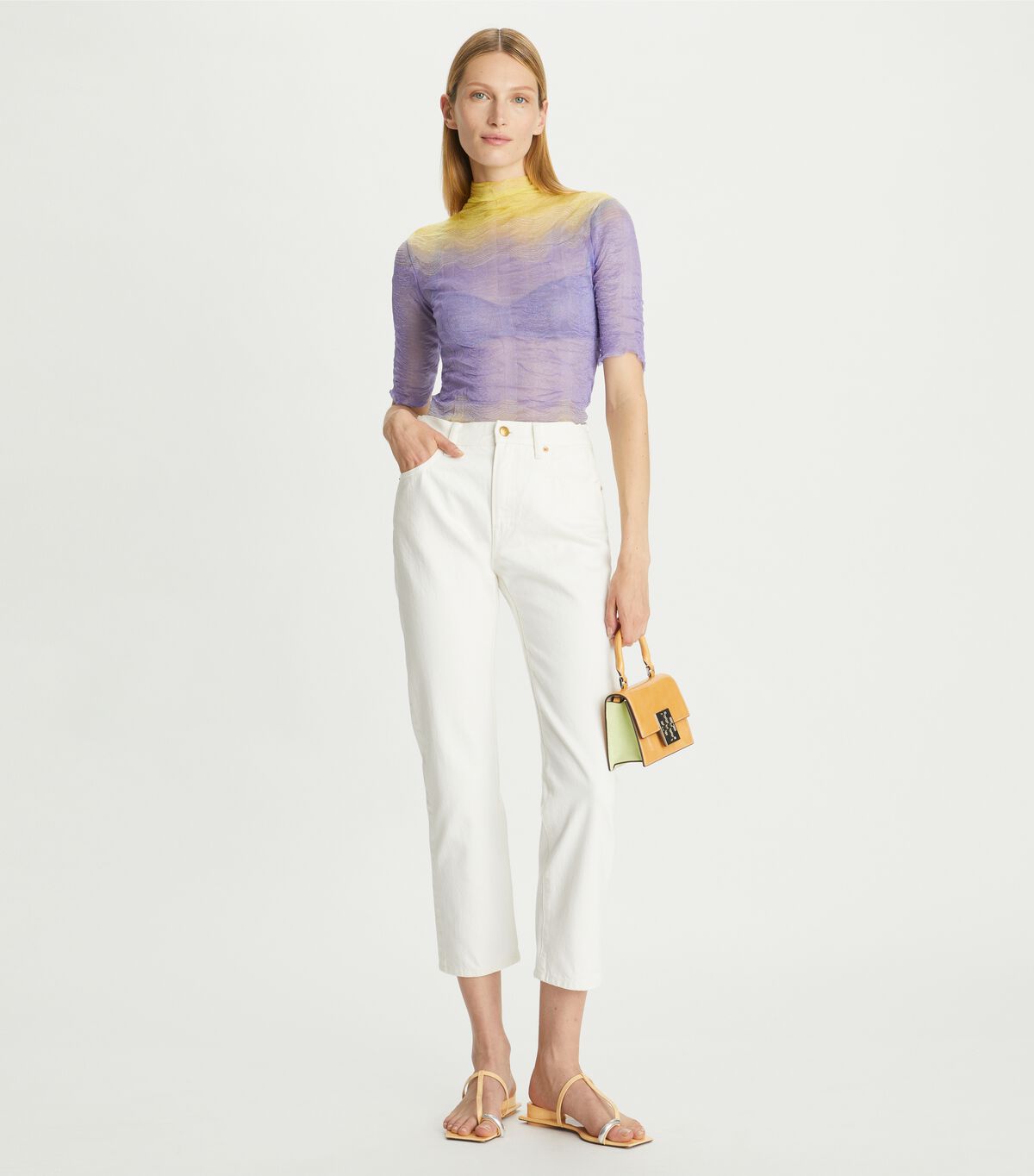 tory burch mid rise cropped jeans