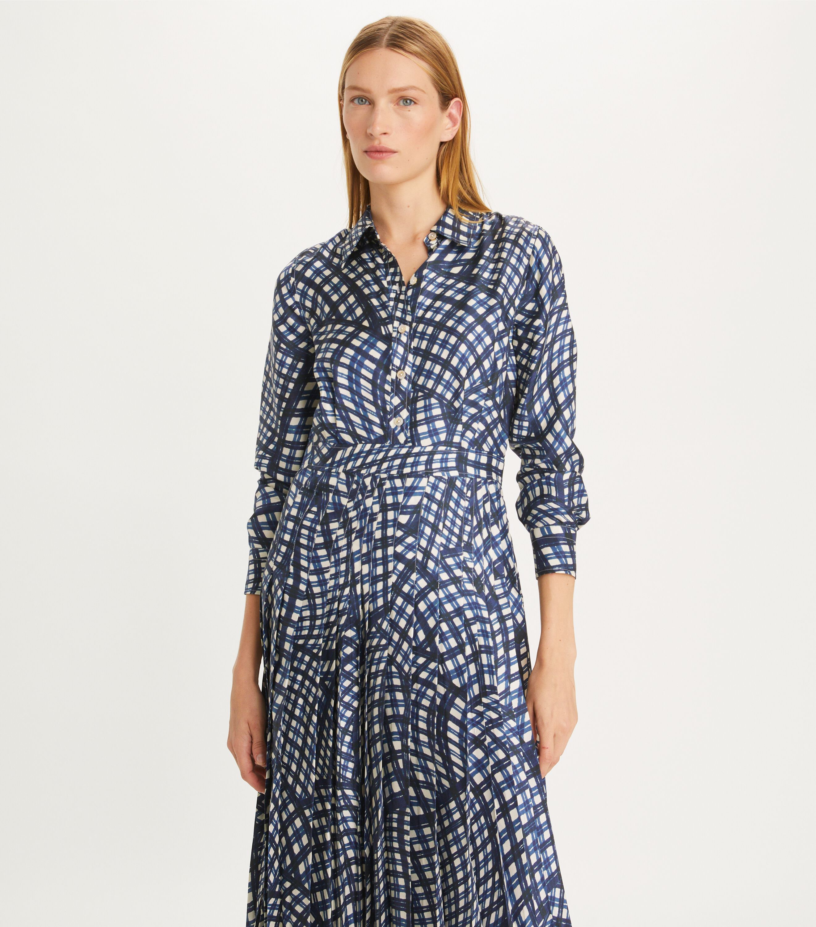 Tory Burch Printed Pleated Silk Twill Dress Tory Burch KSA