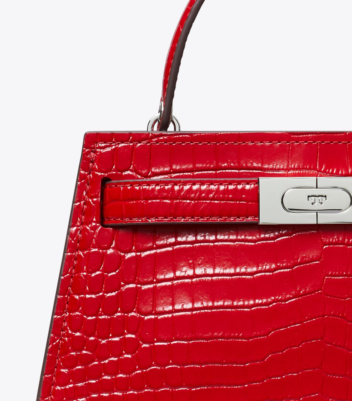 tory burch mini lee radziwill croc embossed top handle bag