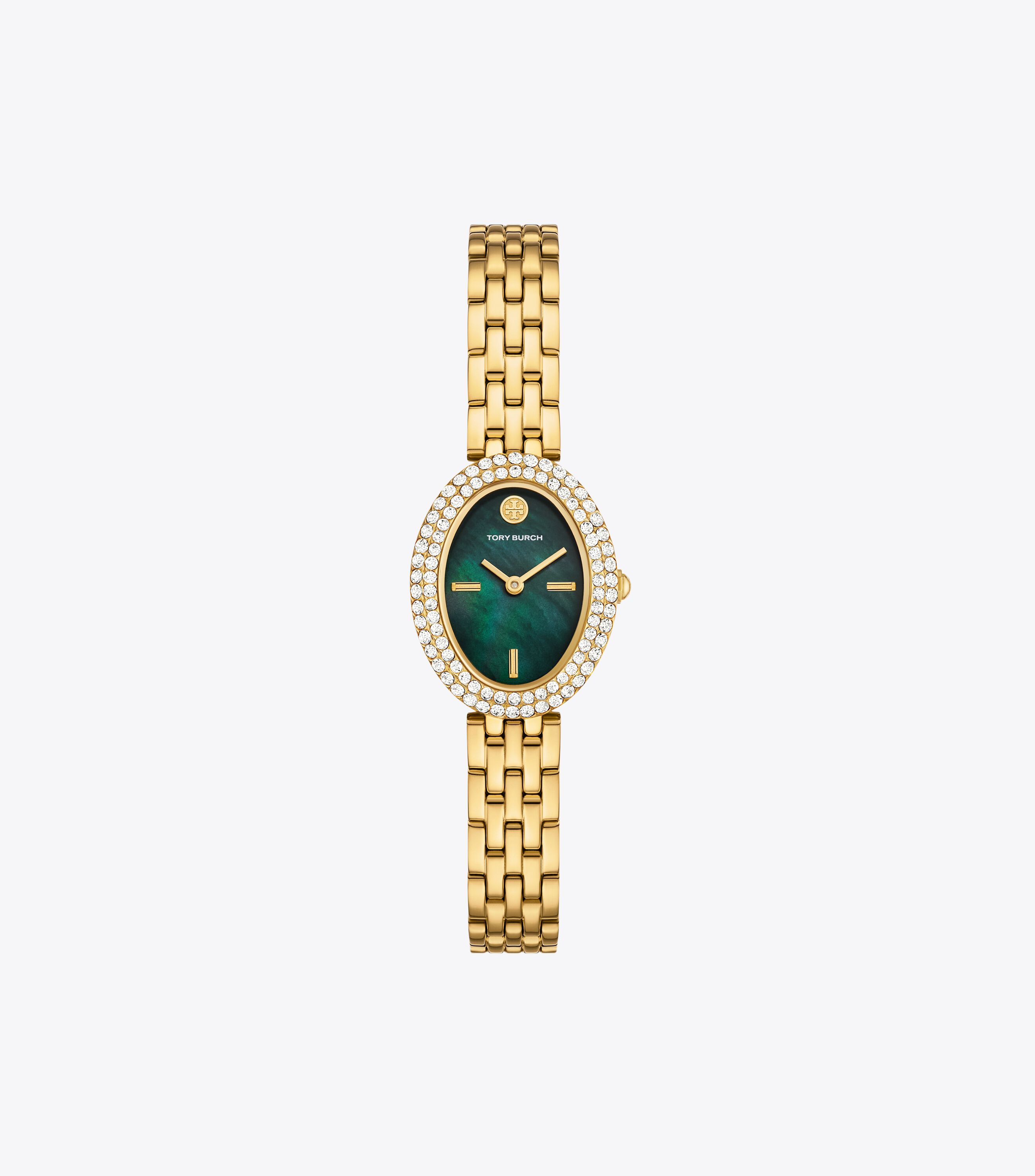 Oval Watch, Green-Tinted Mop/Stones/Gold | Tory Burch KSA