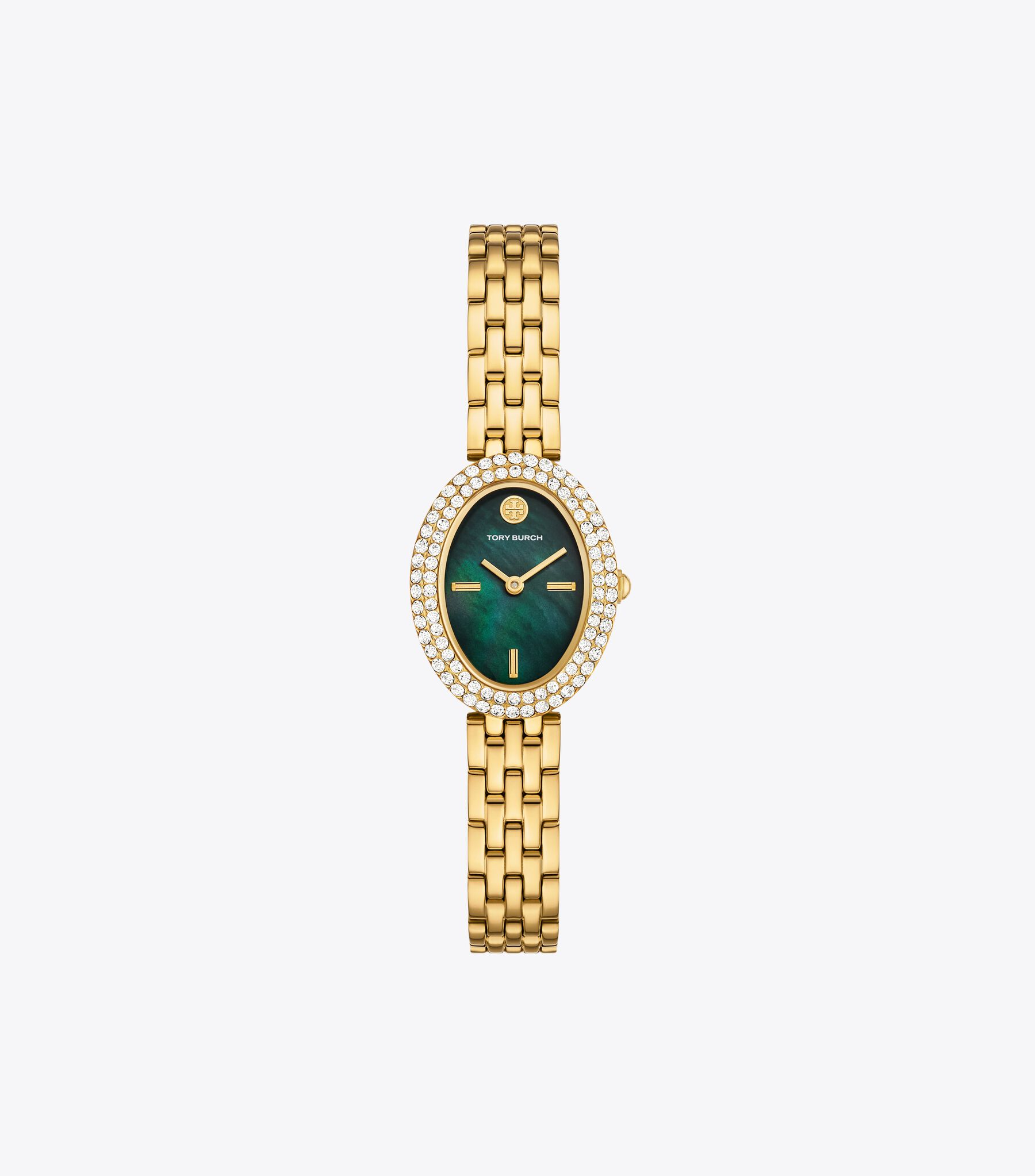 Oval Watch, Green-Tinted Mop/Stones/Gold Tory Burch KSA