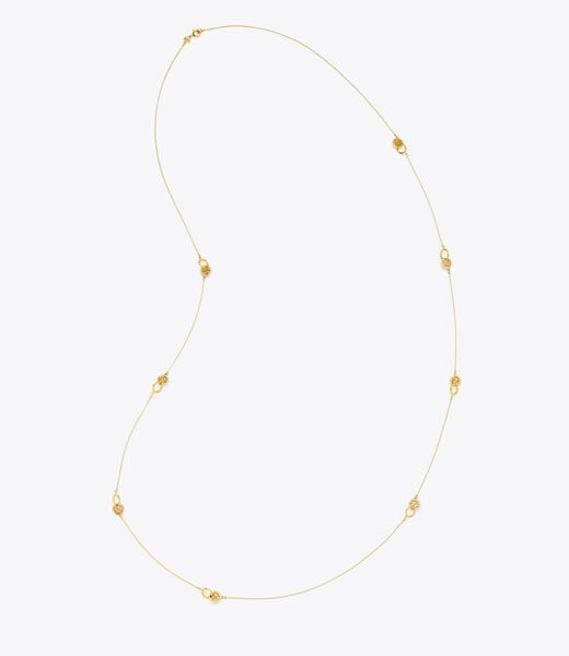 tory burch قلادة طويلة مرصعة بأحجار كريمة متشابكة