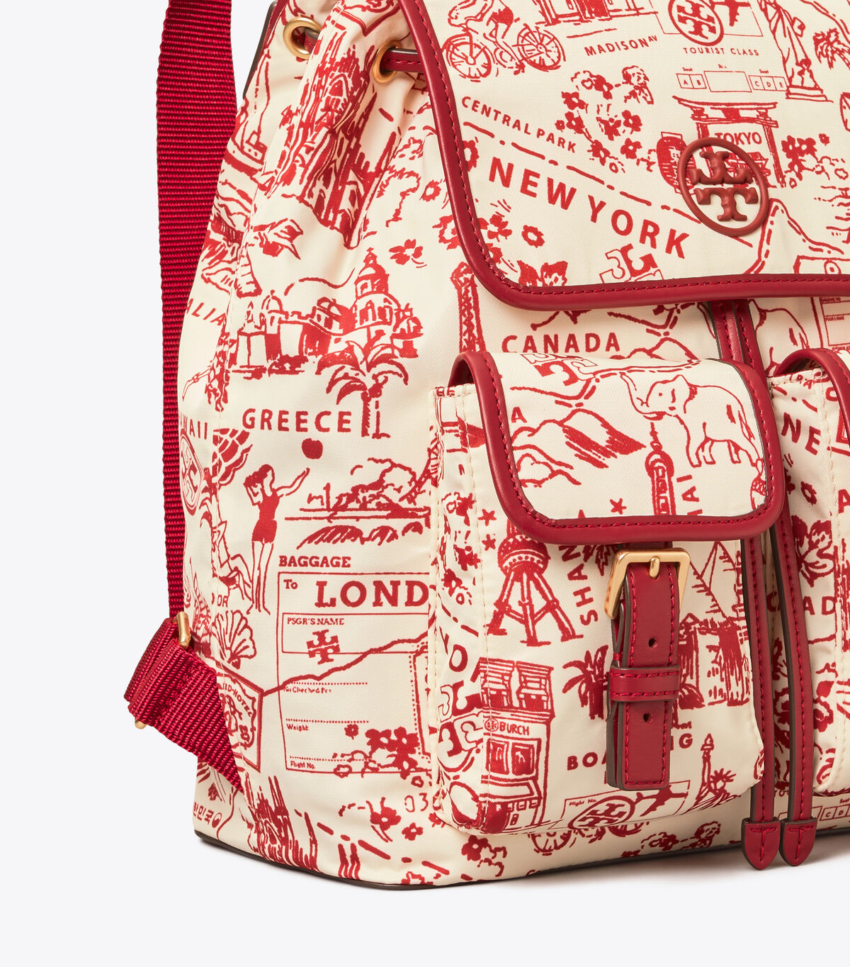 tory burch perry nylon printed flap backpack