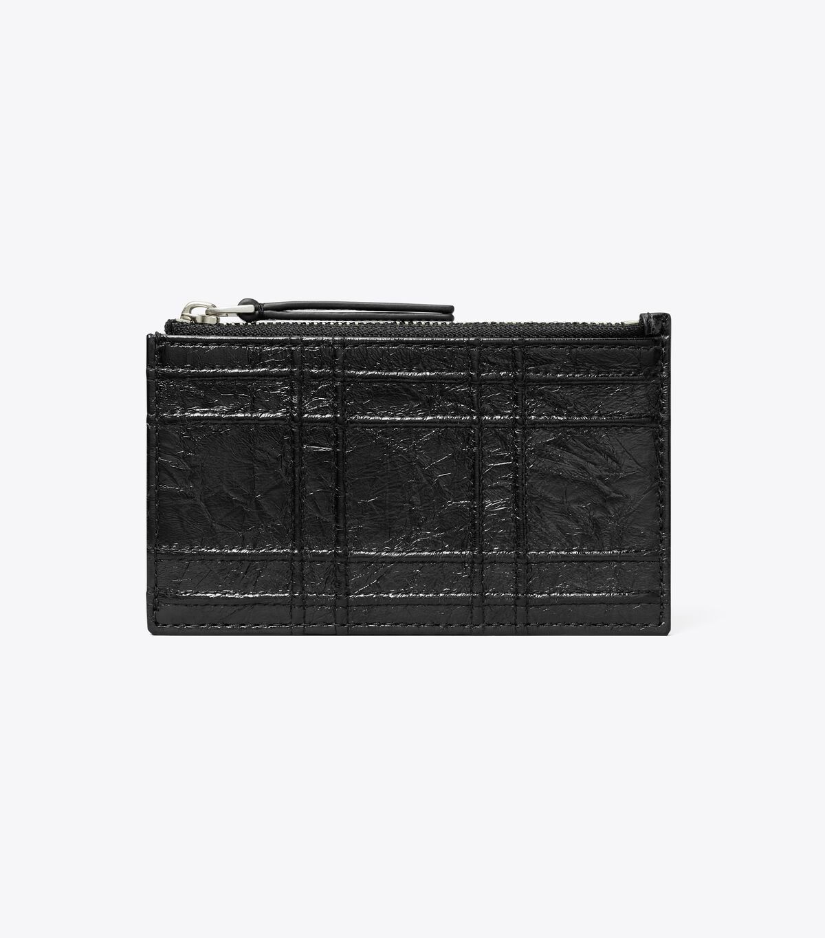tory burch fleming soft metallic square quilt zip card case